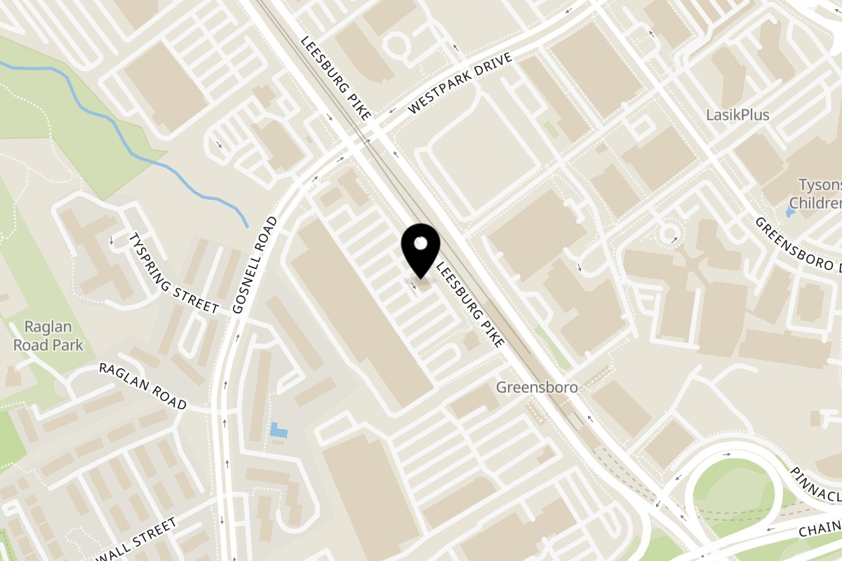 Map showing the location of Grill Kabob on 8385 Leesburg Pike in Vienna
